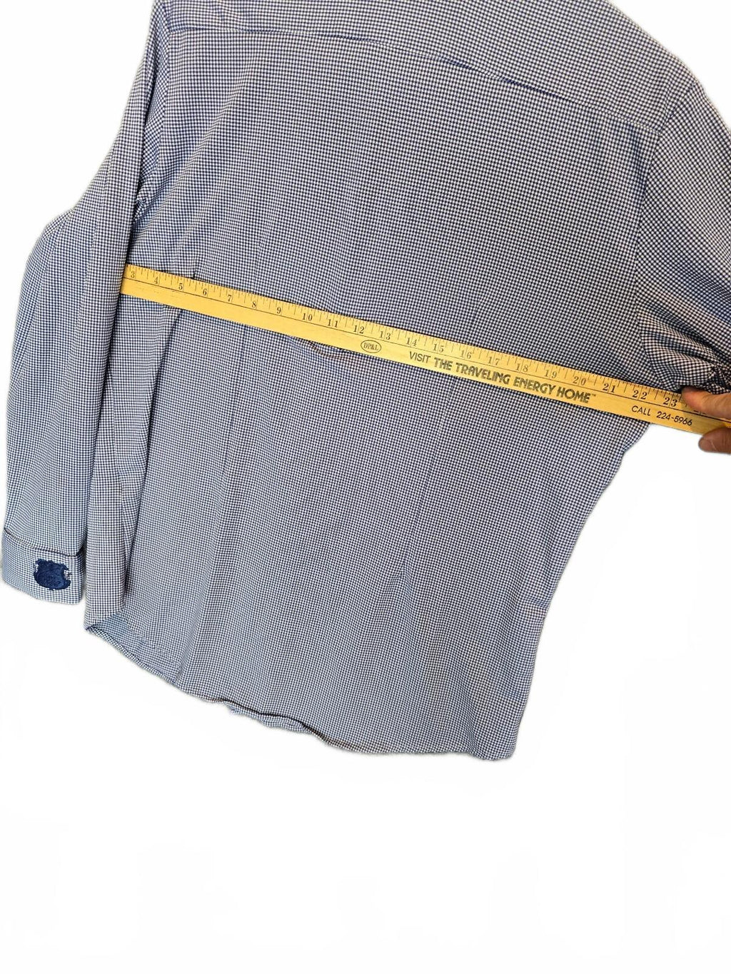 Mizzen + Main Leeward Mens Long Sleeve Performance Dress Shirt Navy Gingham LRG