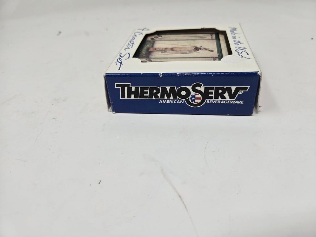ThermoServ Classic Golf 4 Coaster Set with Cork Pad