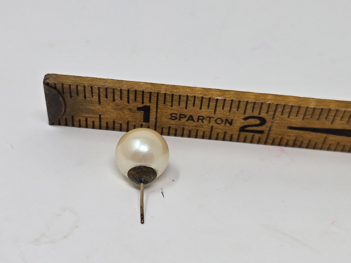 Vintage Cream Faux Pearl Classic Stud Post Earrings with Gold-Tone Backing