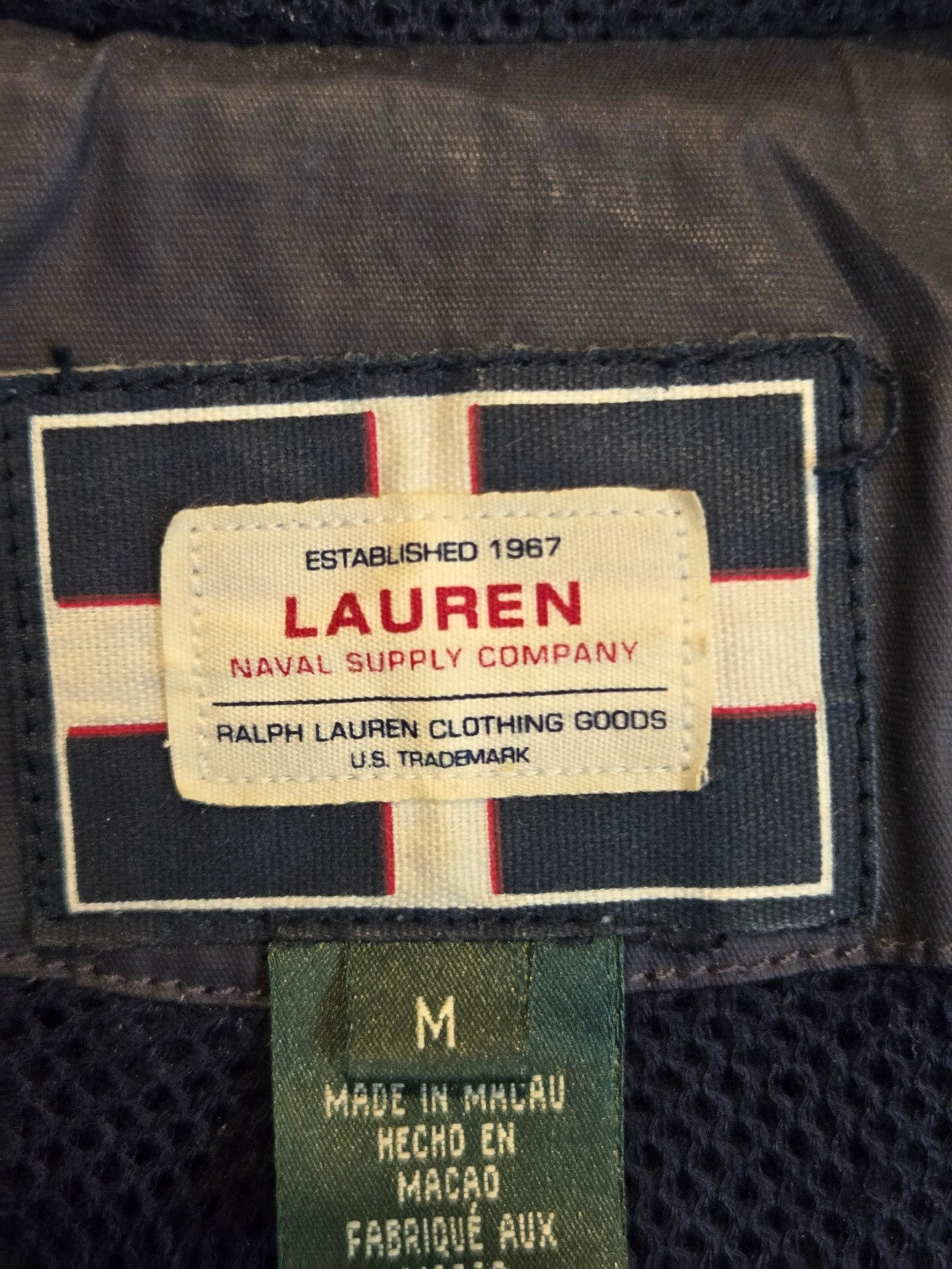 Vintage Polo Ralph Lauren Naval Supply Jacket Fireman Clasp Hook Navy MED