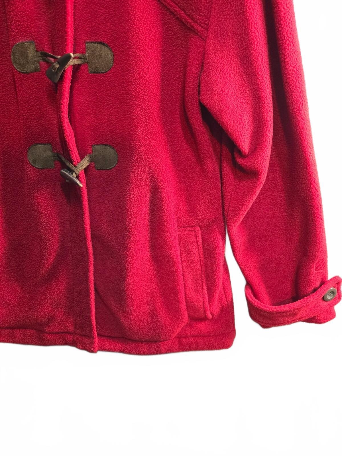 West Marine Anchor Peacoat 2 Red Fleece Toggle Hooded Jacket Size Large