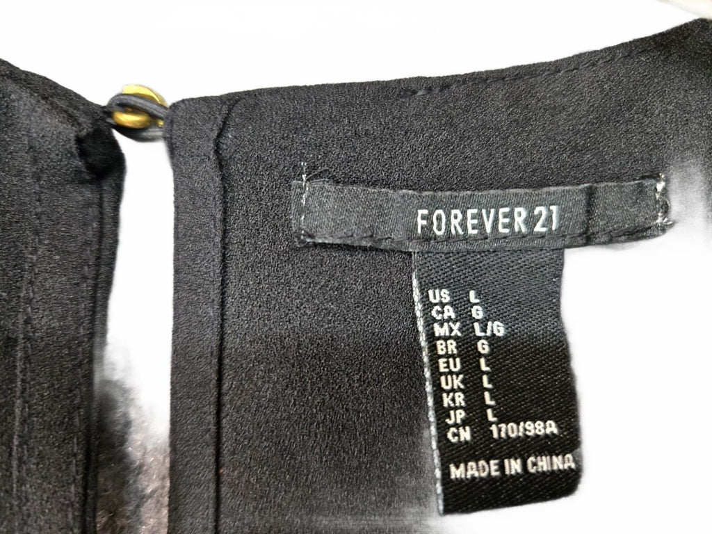 Forever 21 Black Sleeveless Layered Top, Size Large
