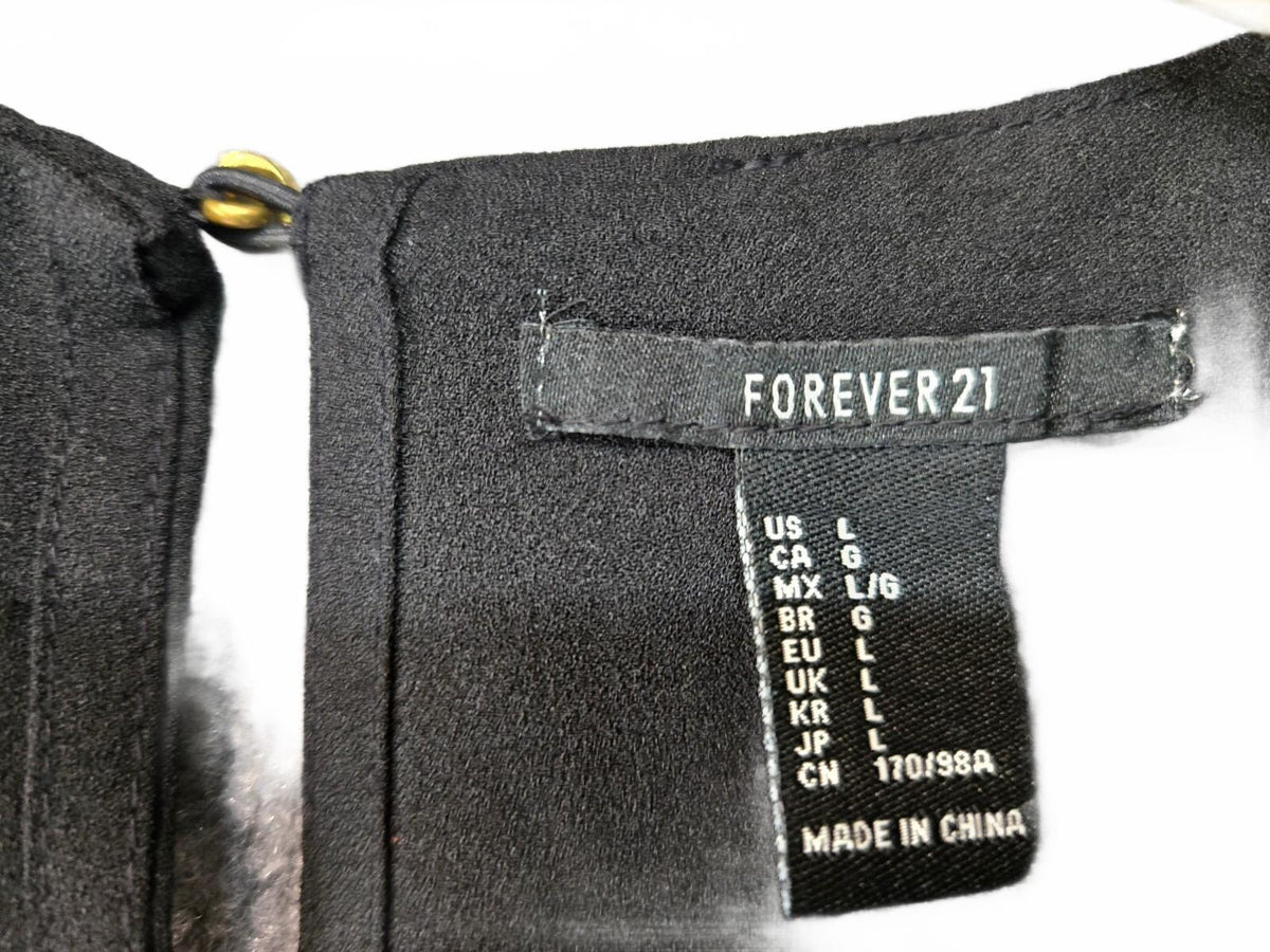 Forever 21 Black Sleeveless Layered Top, Size Large