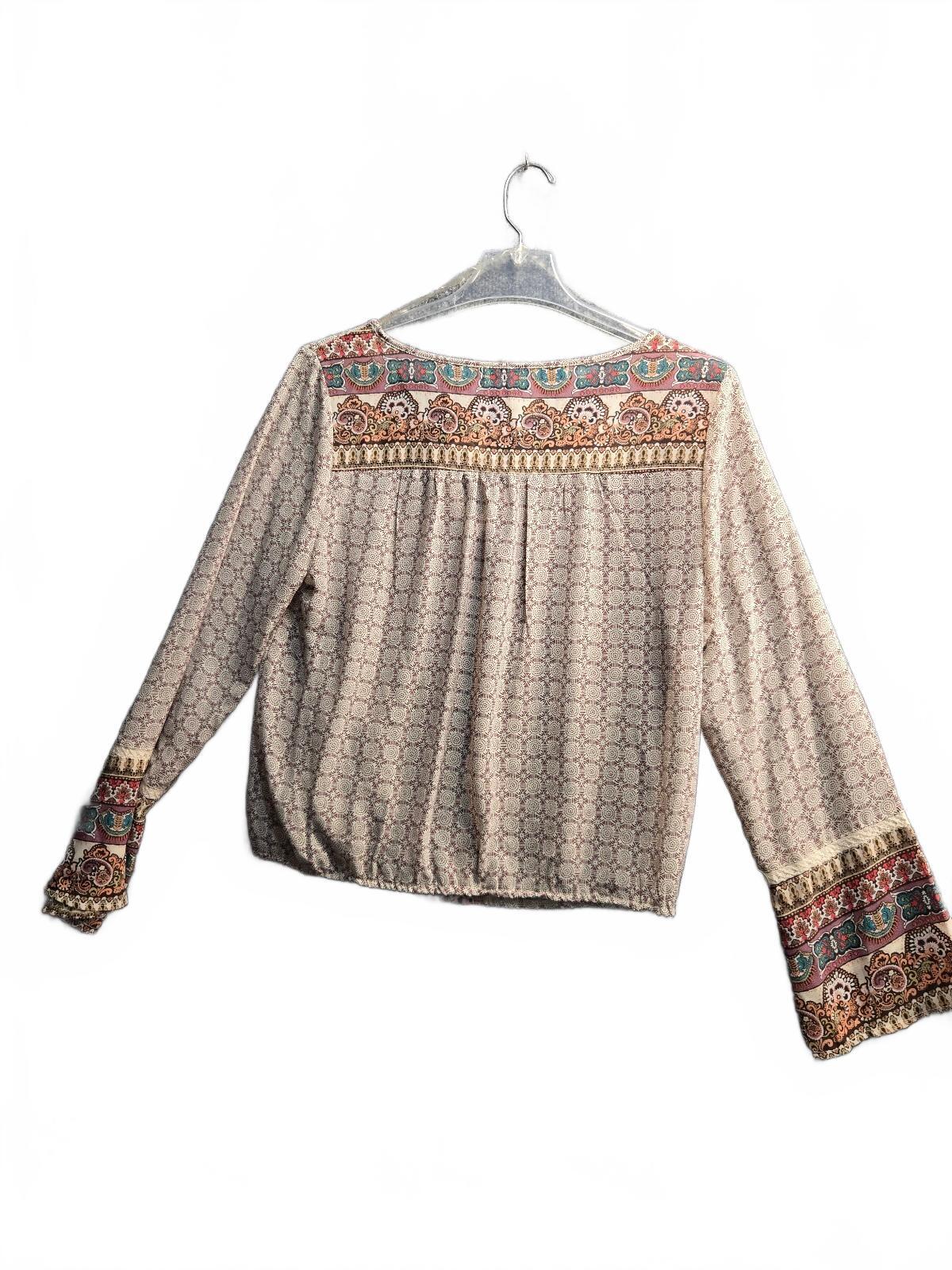 American Rag Cie Women's Boho Paisley Print Blouse Top Size Medium M Long Sleeve