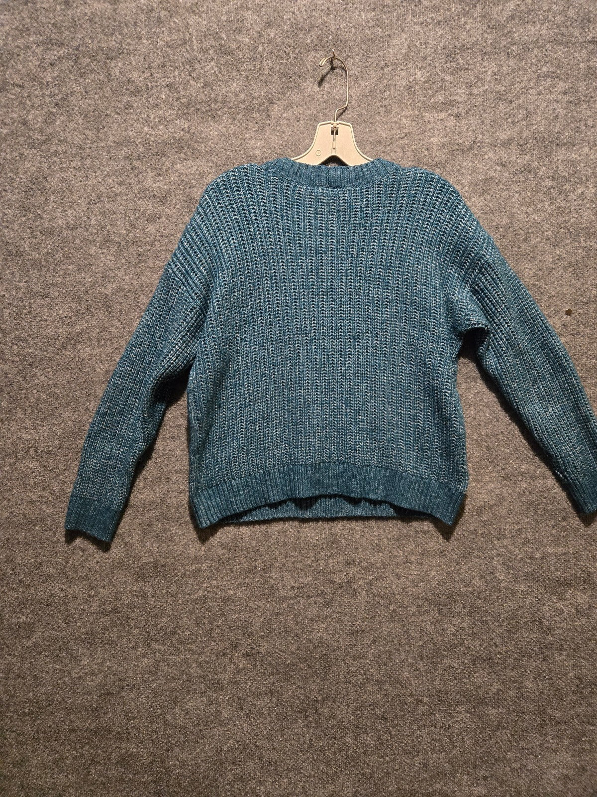 St. John's Bay Cable Knit Sweater Womens PS Petite Small Teal Blue Marled