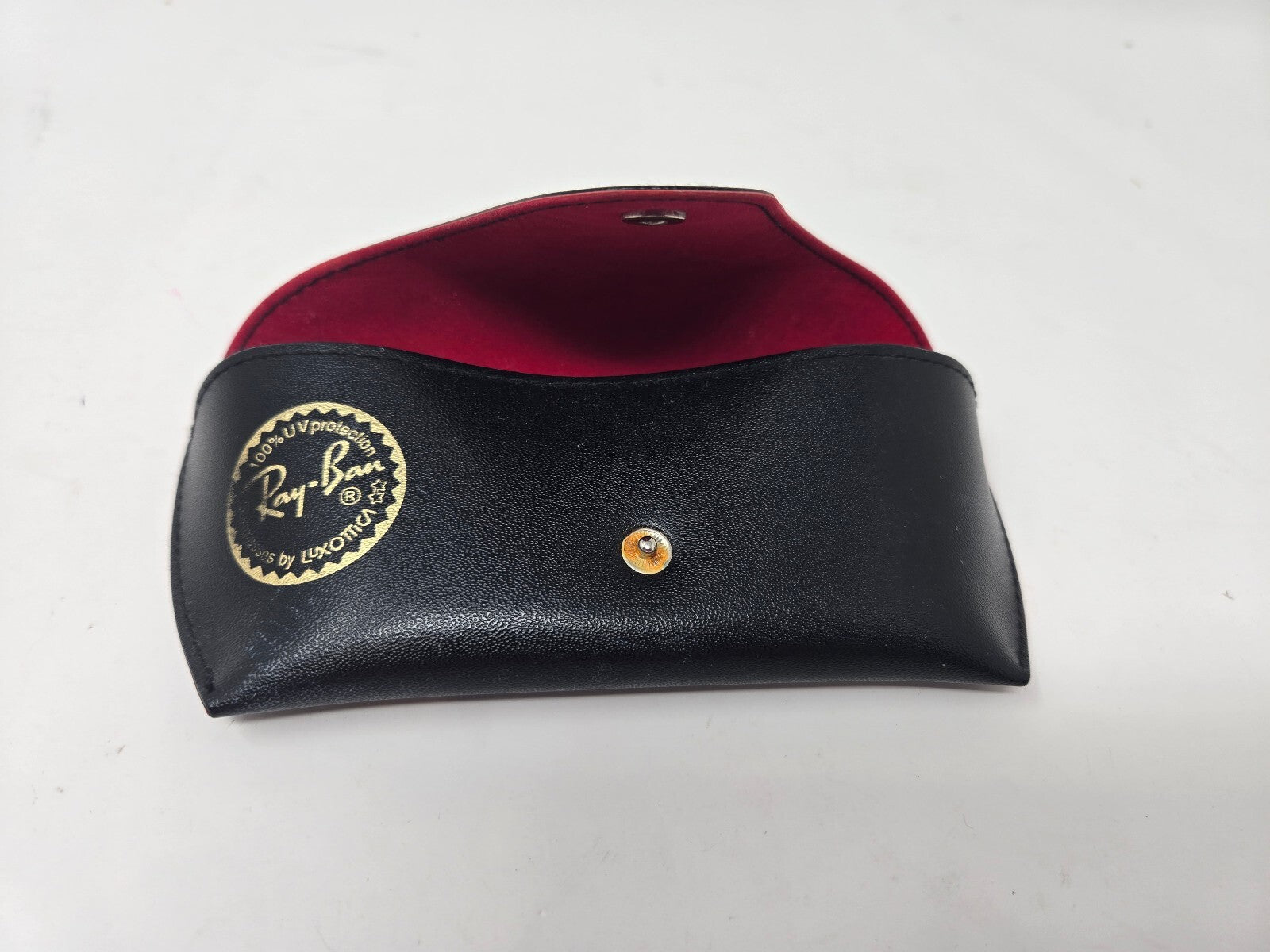 Ray-Ban Black Leather Sunglasses Case with Red Interior