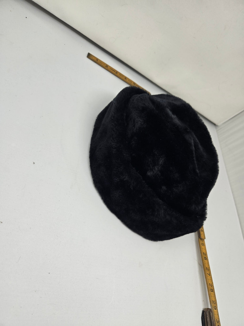Vintage Black Faux Fur Cossack Hat Russian Ambassador Pillbox Winter Cap Medium