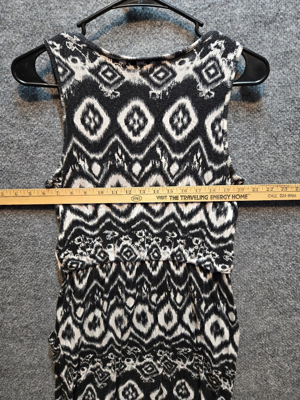 Pretty Good Black White Ikat Geometric Print Sleeveless Tank Dress Size M