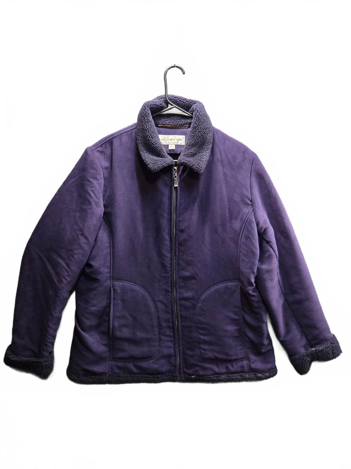 Jones New York Purple Fleece Jacket with Sherpa Lining, Women's Medium