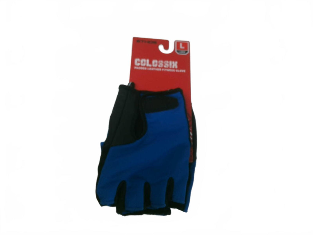 Colossus Large Blue and Black Cycling Gloves - Fingerless