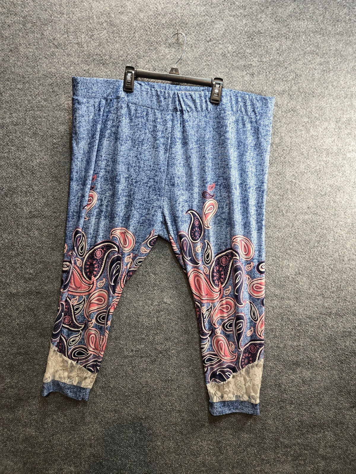 Rosegal Women's Plus Size 3X Blue Paisley Print Leggings
