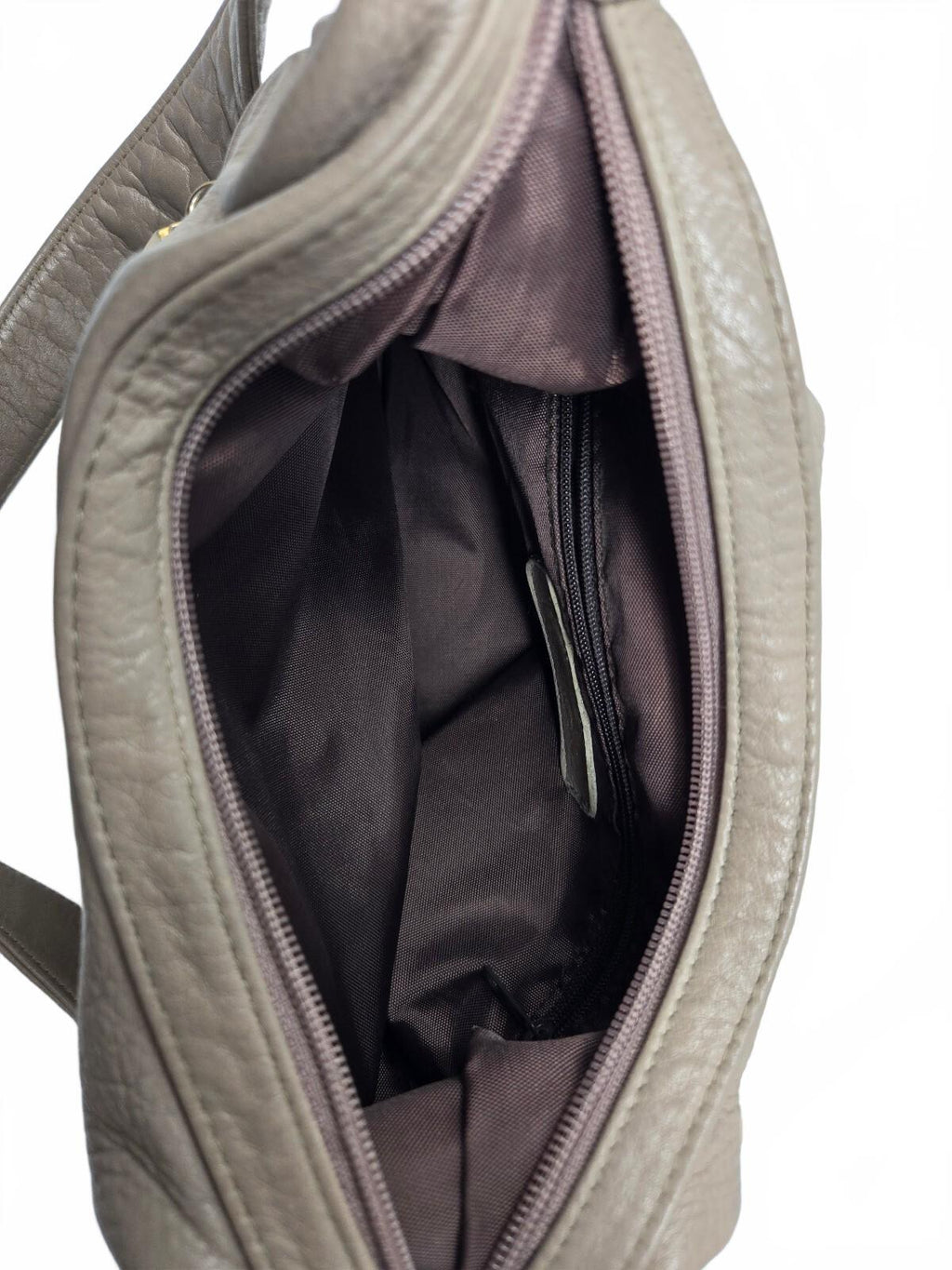 Vintage Tignanello Taupe Gray Slouchy Pebbled Leather Hobo Shoulder Bag