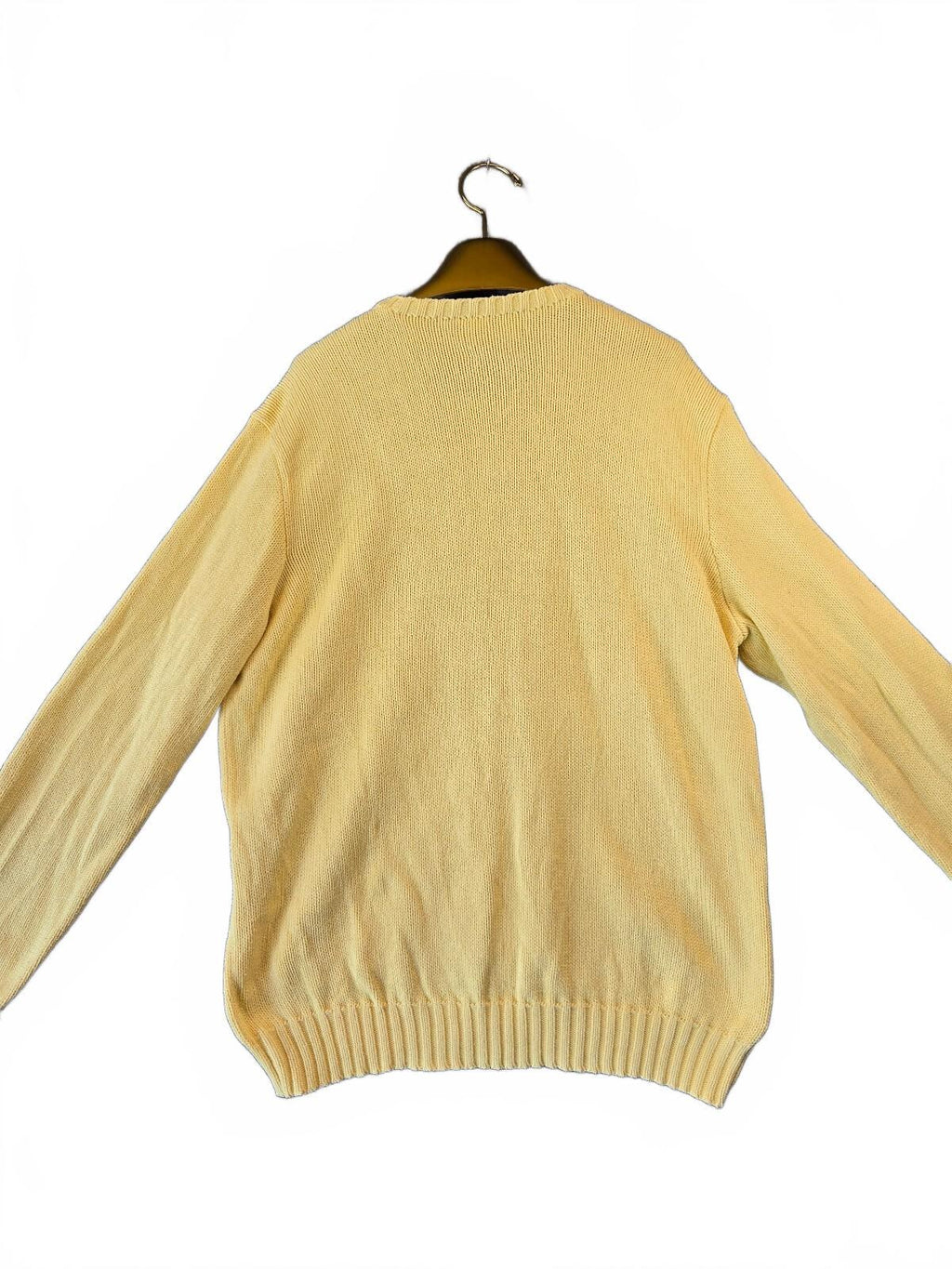 Vintage Polo Ralph Lauren Textured Knit Crewneck Sweater Yellow Cotton Size L