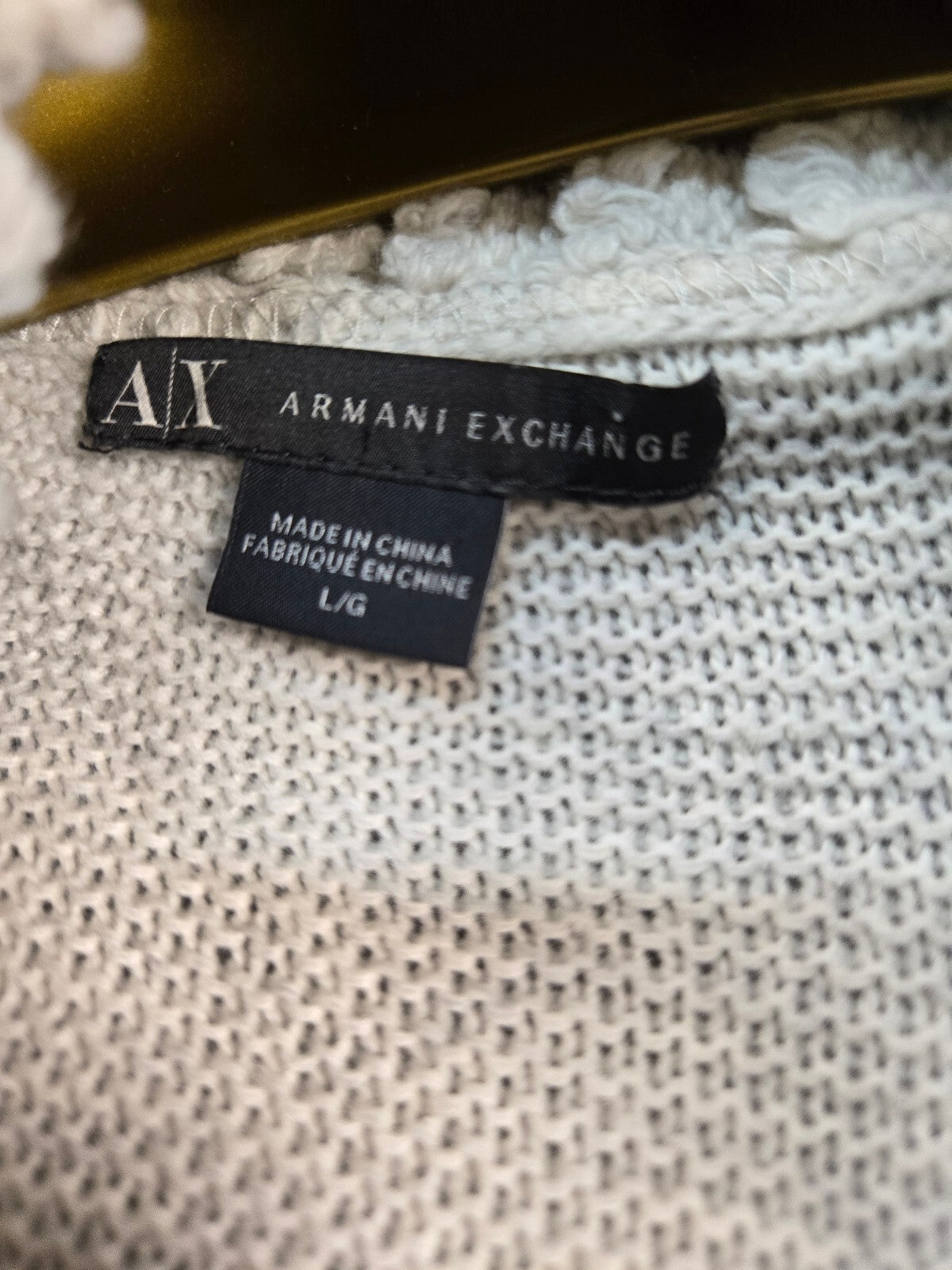 Armani Exchange Women's Cream Knit Cardigan with Shawl Collar and Belt - Size L