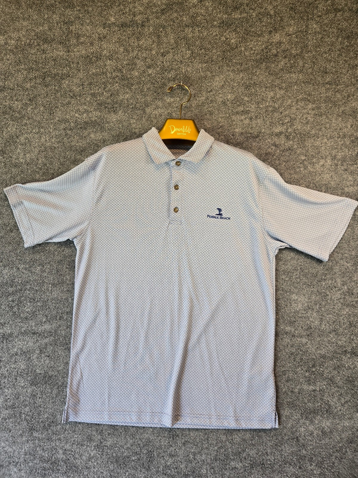 Pebble Beach Men’s Performance Golf Polo Shirt XL Gray Geometric Micro Print