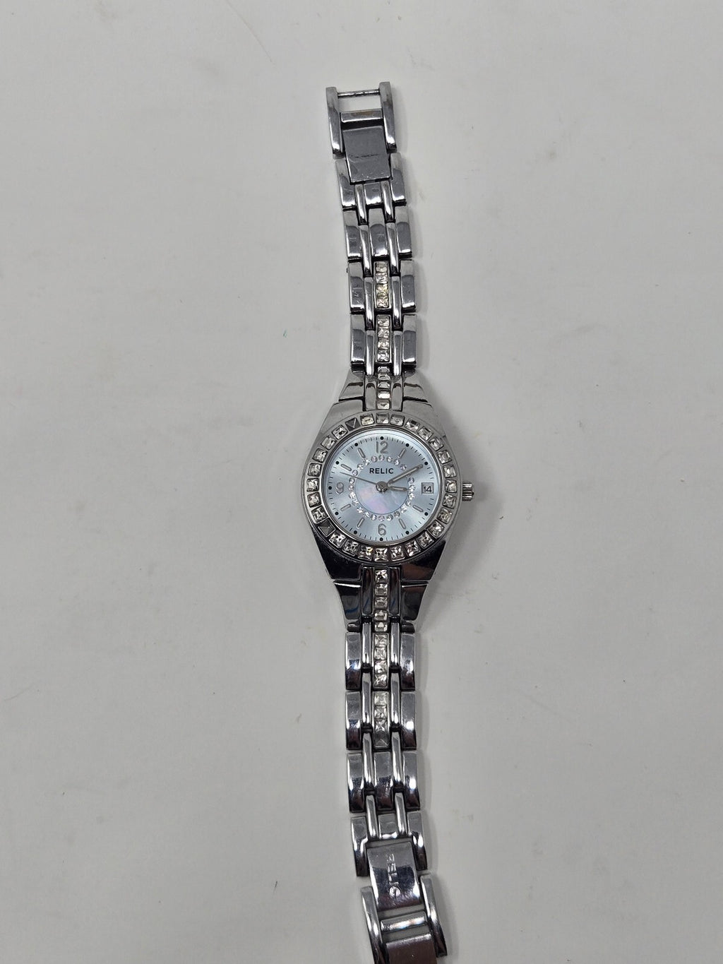 Relic by Fossil Women's Queen's Court Silver-Tone Crystal Bezel Watch