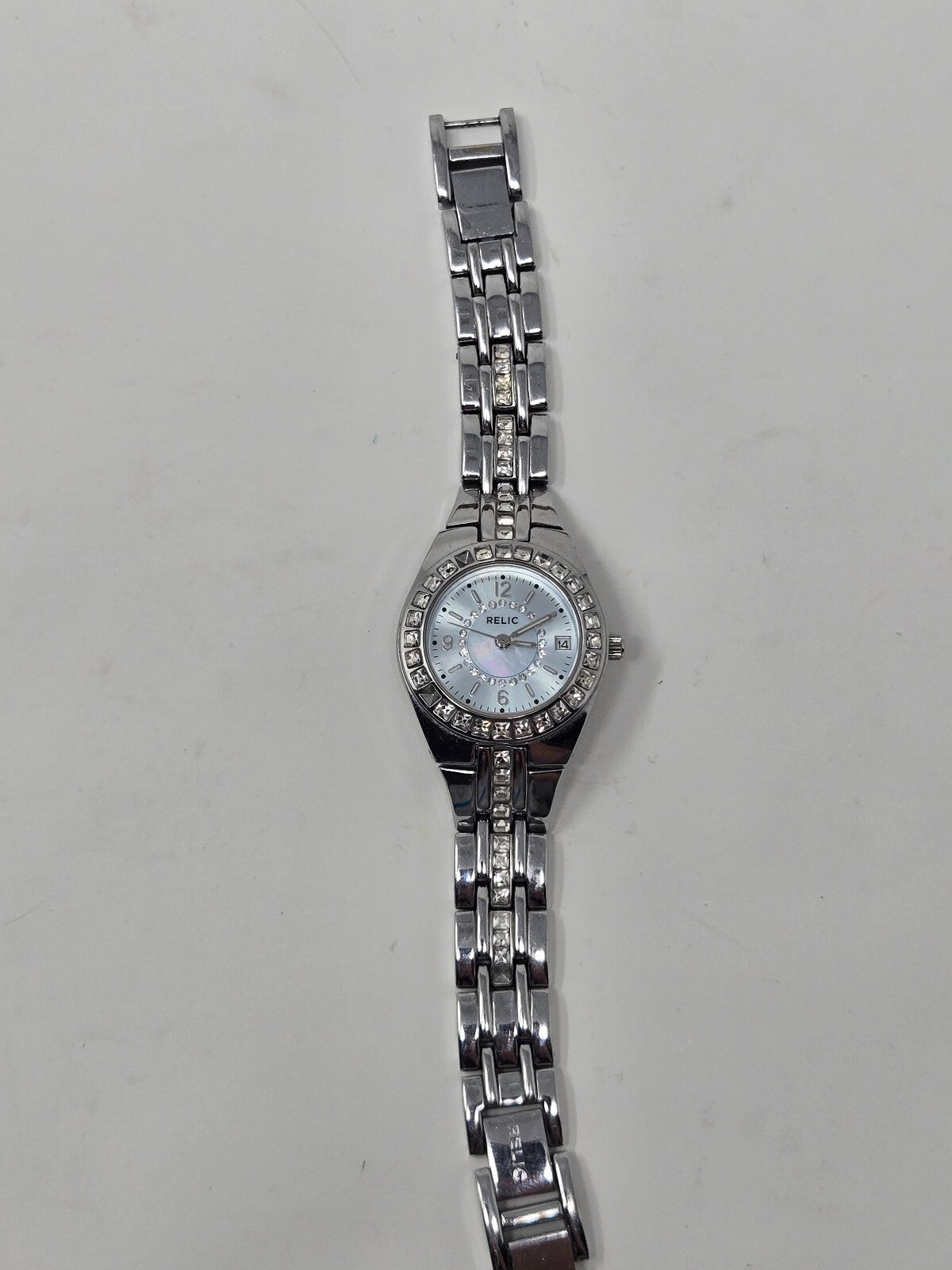Relic by Fossil Women's Queen's Court Silver-Tone Crystal Bezel Watch