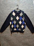 Brooks Brothers Men's 100% Scottish Lambswool Argyle V-Neck Sweater Navy XL