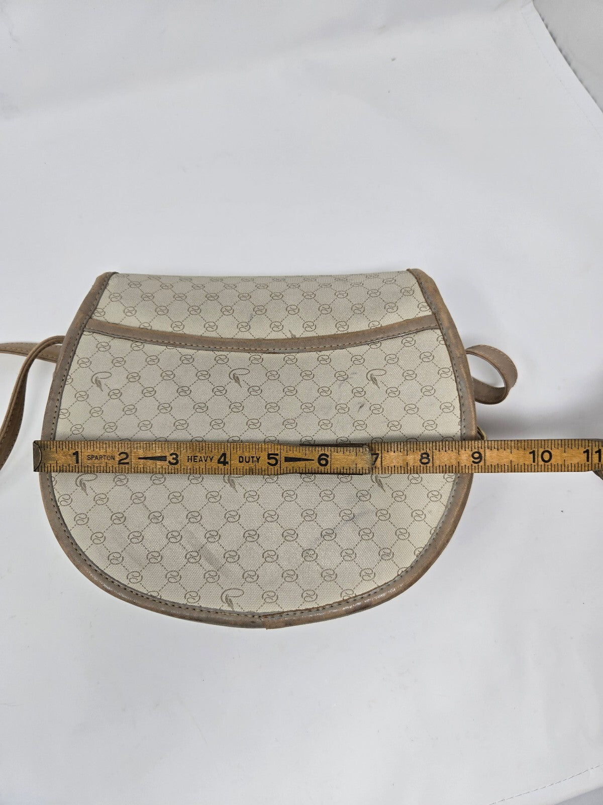 Vintage 1980s Pappagallo Preppy Monogram Coated Canvas Crossbody Flap Bag