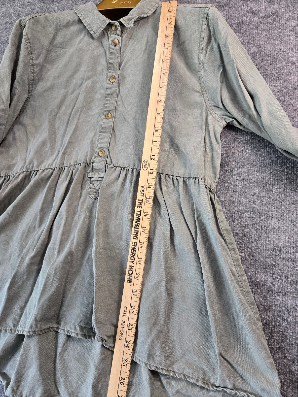 American Eagle Outfitters Women's Long Sleeve Button-Front Tunic Top in Light Fm