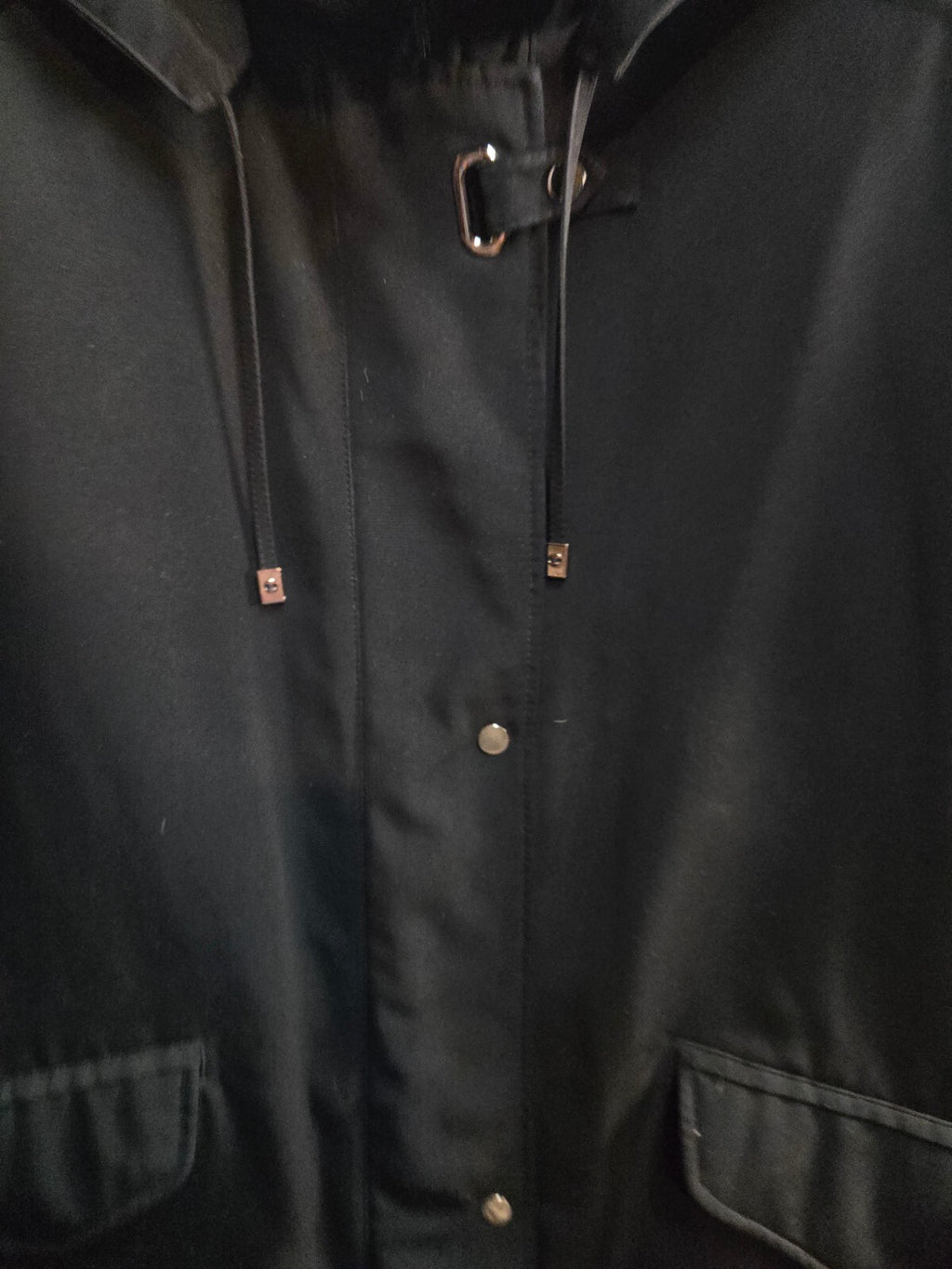FS Limited Women's Hood Utility Parka Jacket Black Size M Mid-Length Snap Clasp