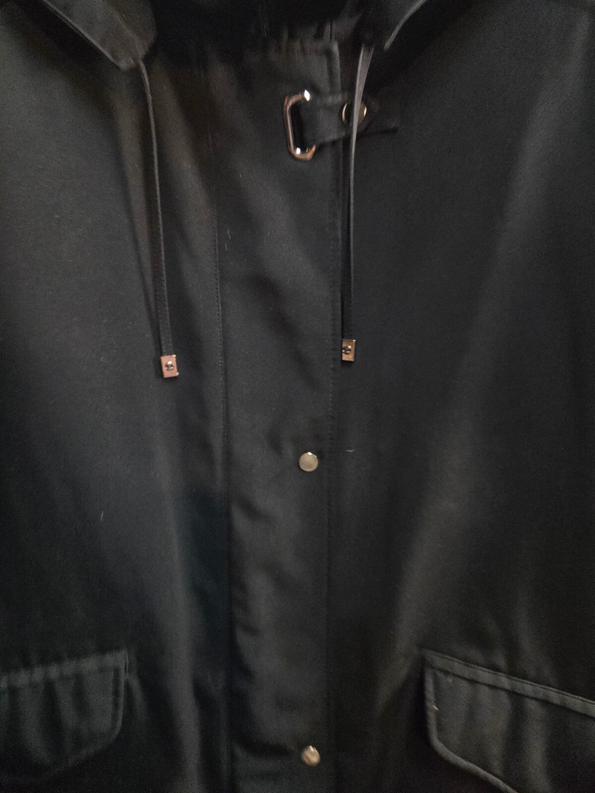 FS Limited Women's Hood Utility Parka Jacket Black Size M Mid-Length Snap Clasp