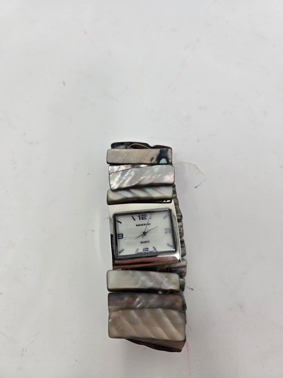 Vintage Massini Quartz Watch – Square Silver Case, White Dial,