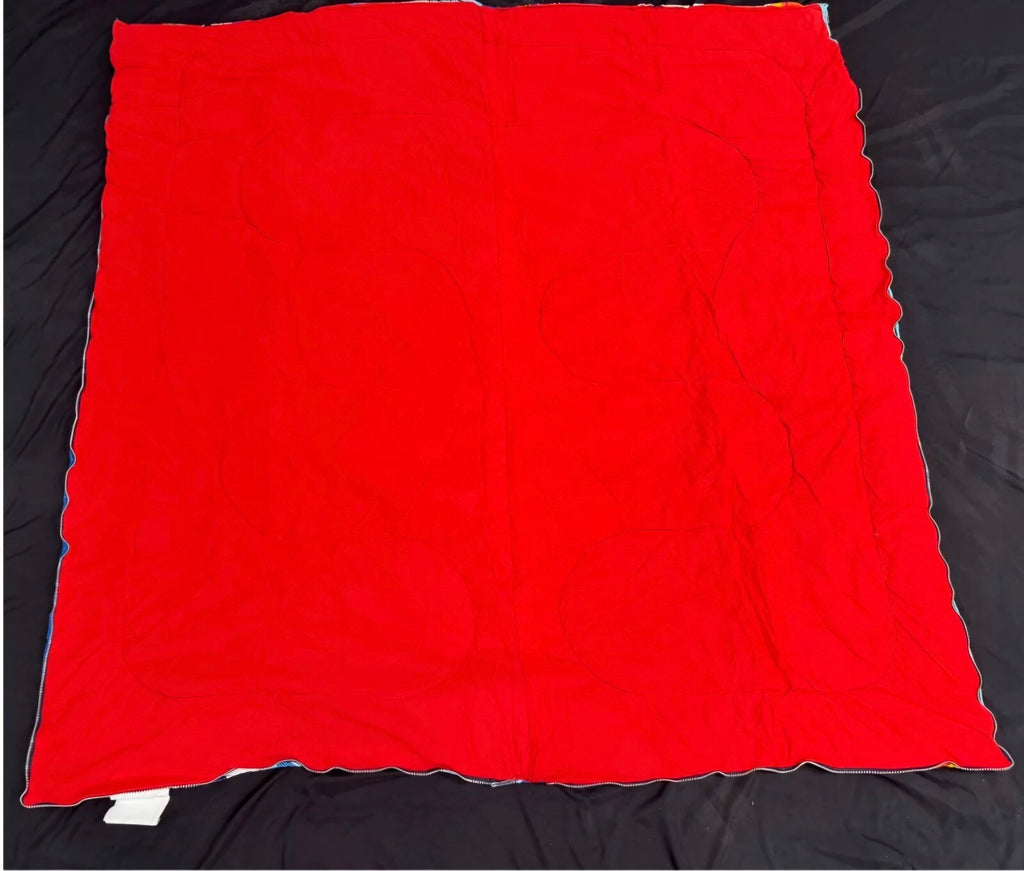 Vintage Star Trek Quilt Sleeping Blanket 34x69 Cotton Acetate Nylon Blend Red