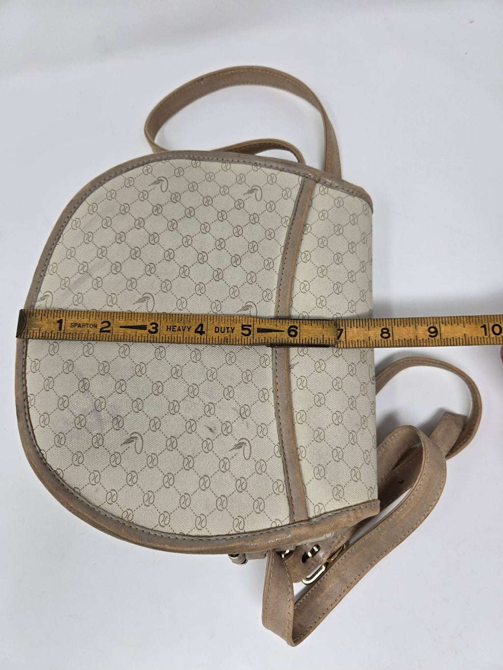 Vintage 1980s Pappagallo Preppy Monogram Coated Canvas Crossbody Flap Bag