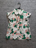 Liz Claiborne Floral Ruffle Button Down Blouse Top Pink Green Plus Size 1X