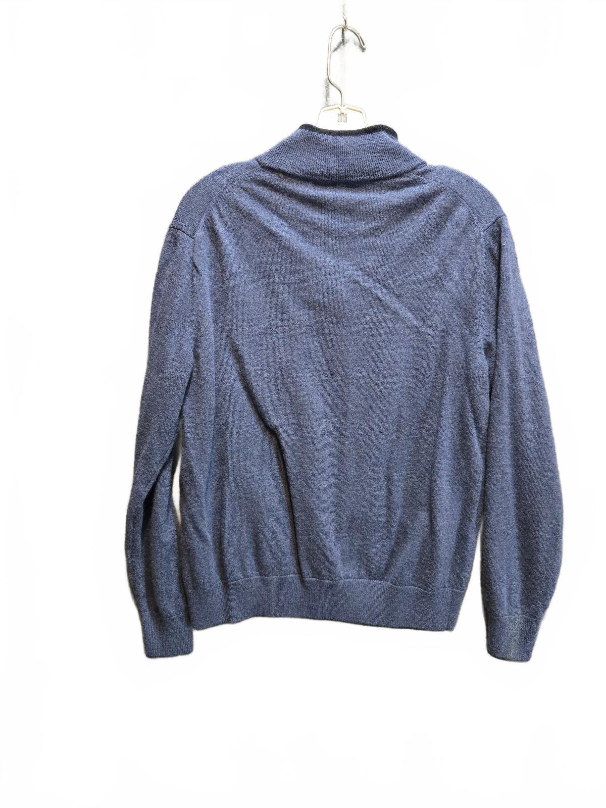 Kirkland Signature Men's Quarter Zip Mock Neck Pullover Sweater Heather Blue  MD