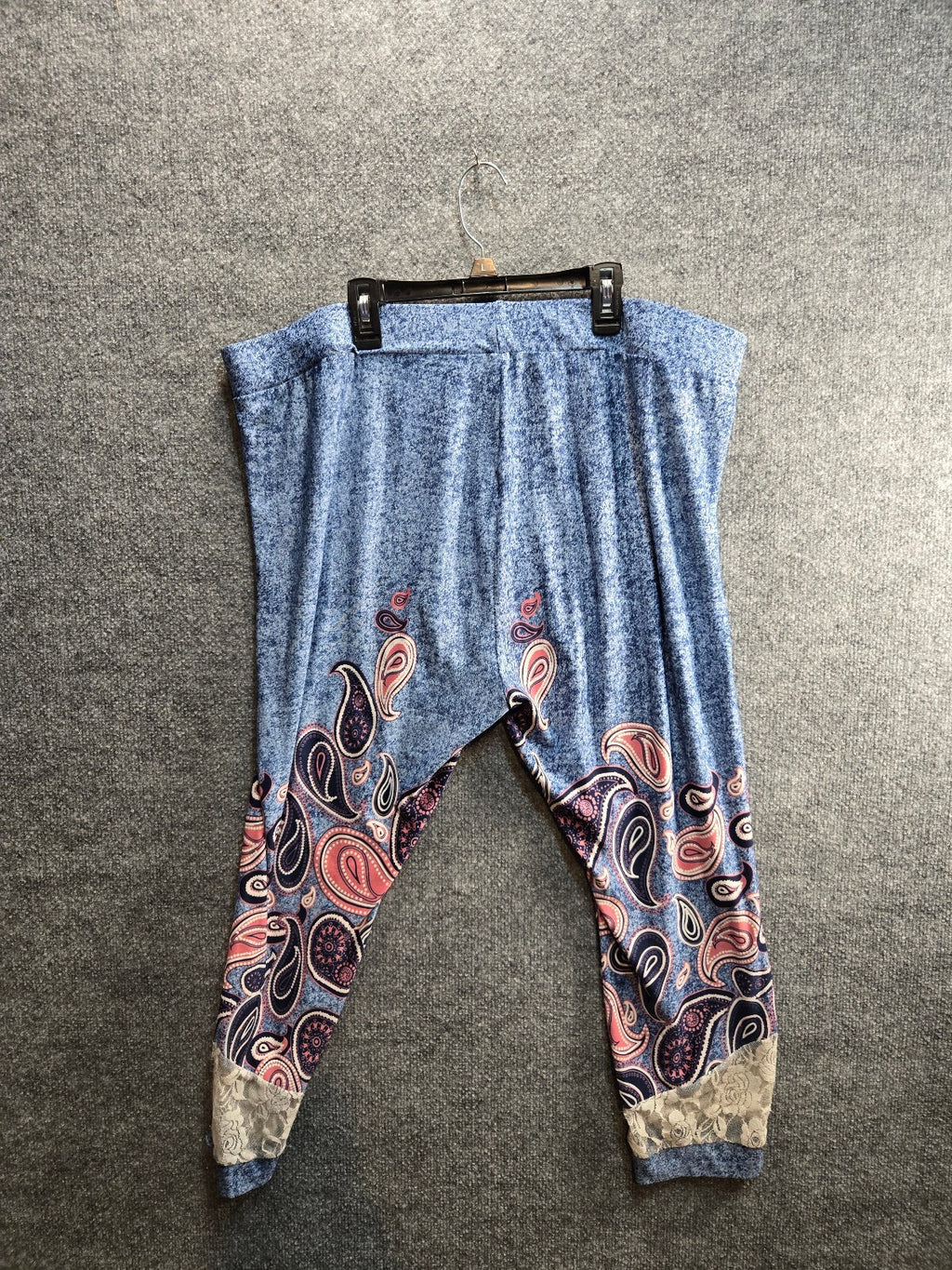 Rosegal Women's Plus Size 3X Blue Paisley Print Leggings