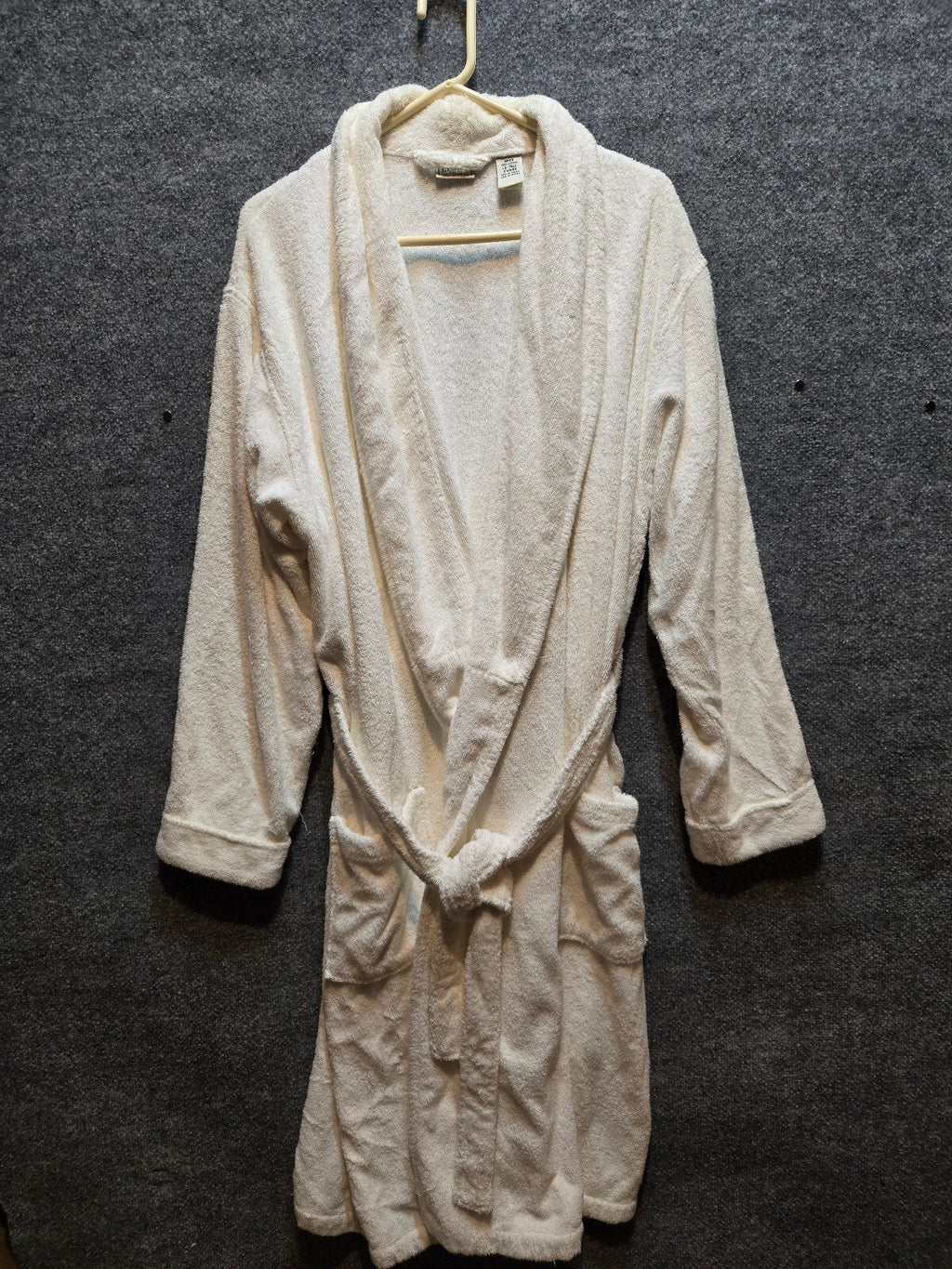 L.L. Bean Vintage White Heavyweight Toweling Bath Robe Shawl Collar Cozy GUC