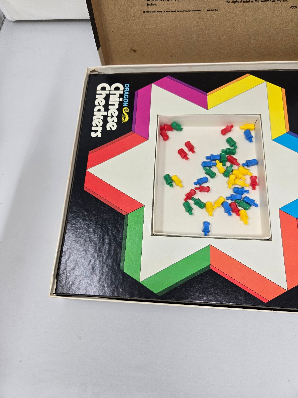 Vintage 1973 Milton Bradley Dragon Chinese Checkers Board Game Complete No. 4301