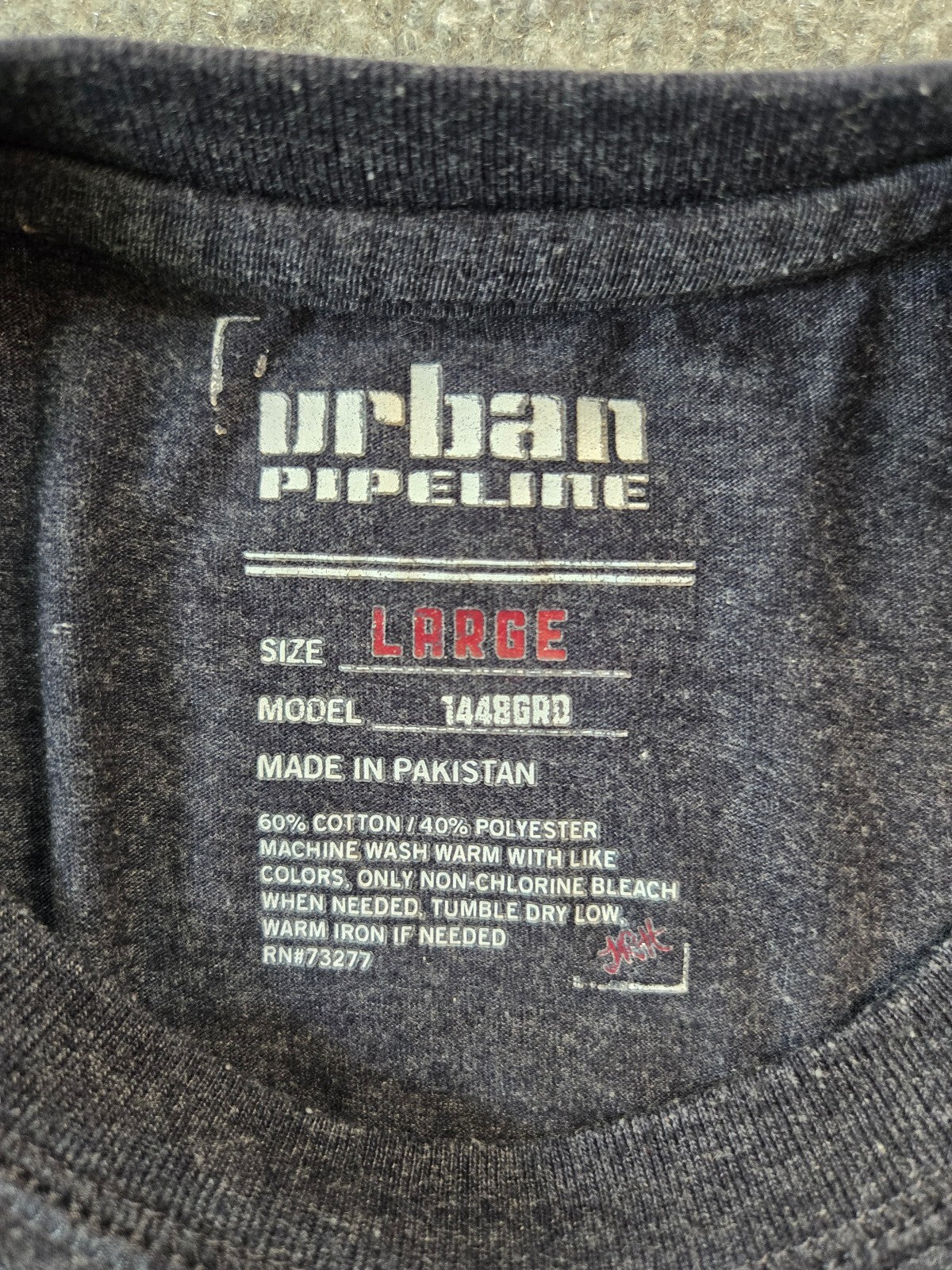 Urban Pipeline Men's Long Sleeve Crew Neck T-Shirt Gray Size L