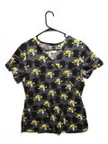Disney Pixar Toy Story Alien Madness Mock Wrap Scrub Top Black Size Small