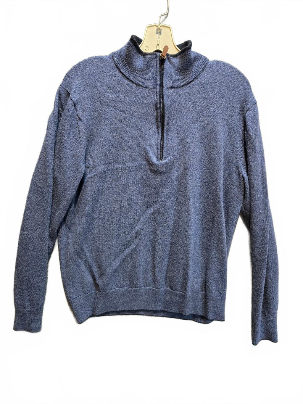 Kirkland Signature Men's Quarter Zip Mock Neck Pullover Sweater Heather Blue  MD