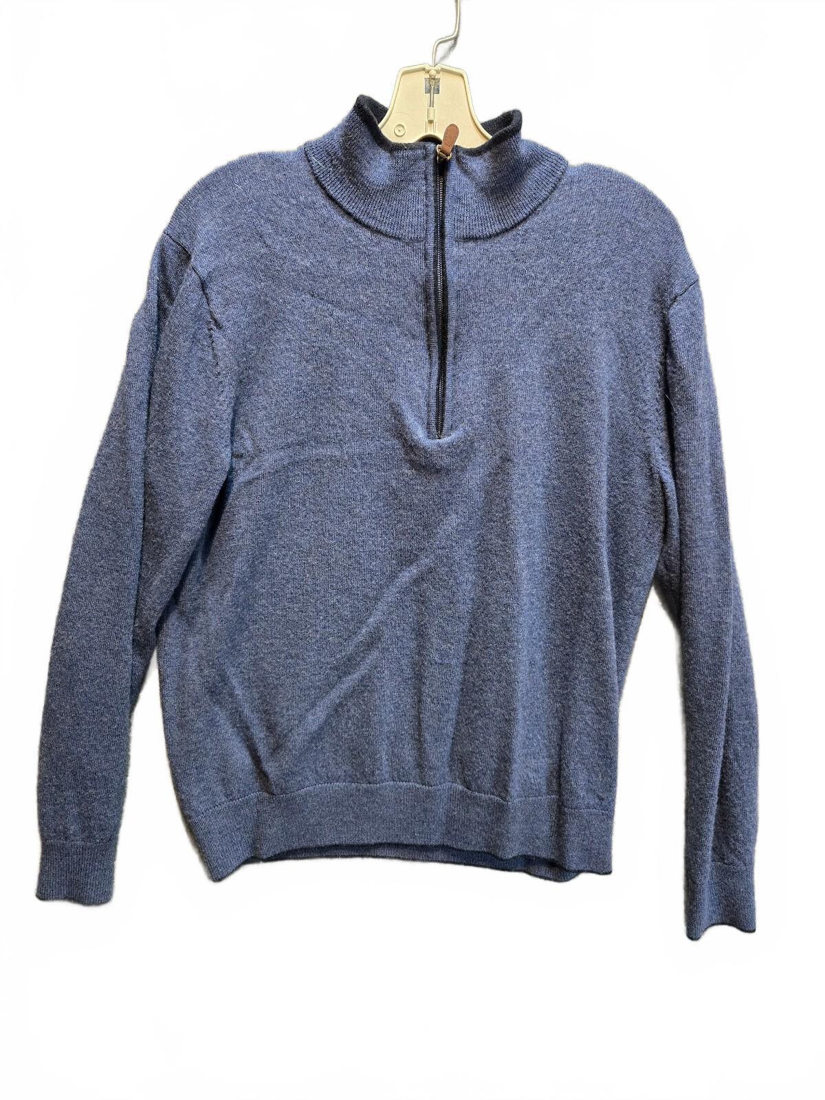 Kirkland Signature Men's Quarter Zip Mock Neck Pullover Sweater Heather Blue  MD