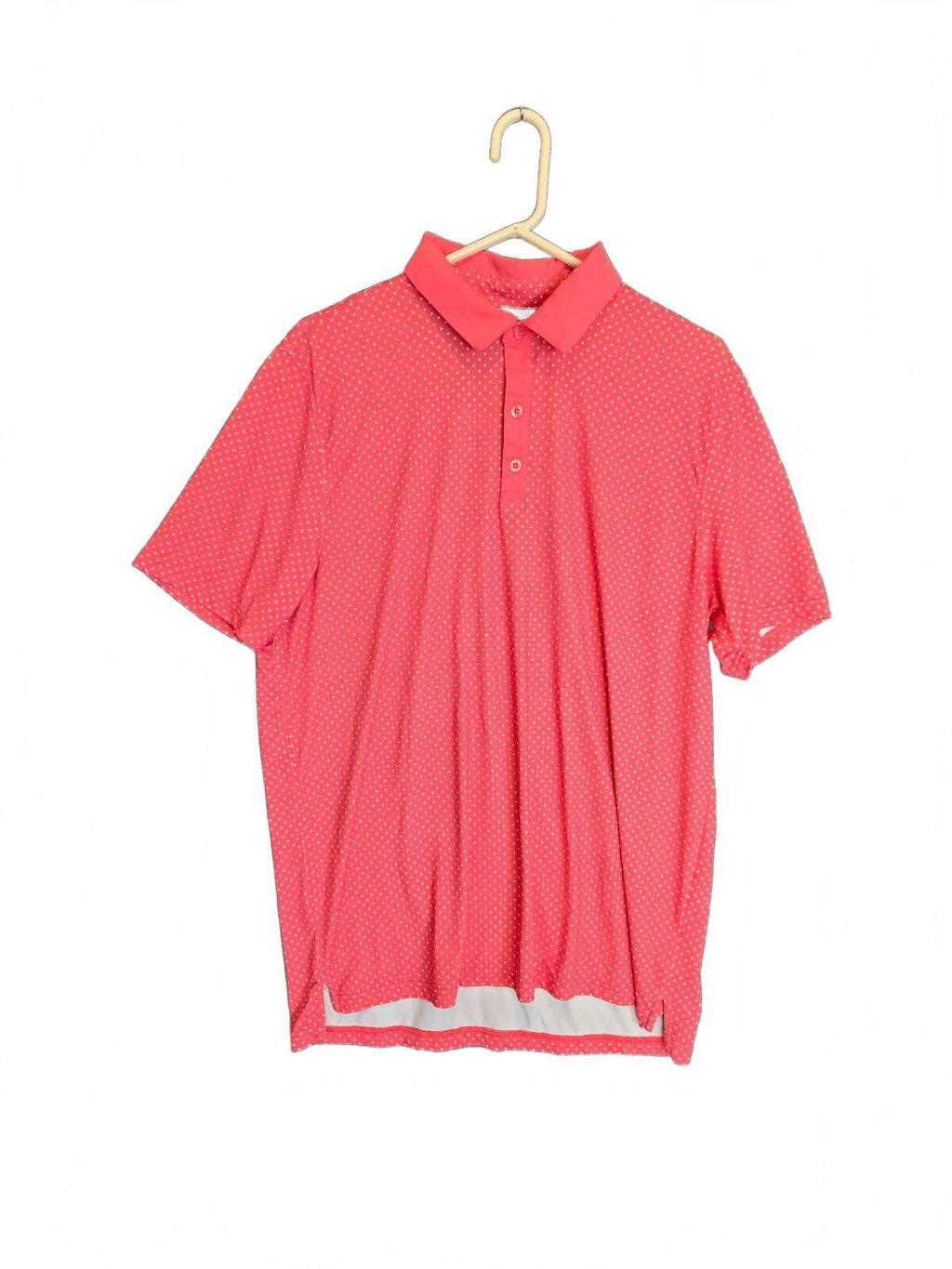 Graham Luxe 1764 Golf Men's Large Coral Pink Geo Square Dot Performance Polo