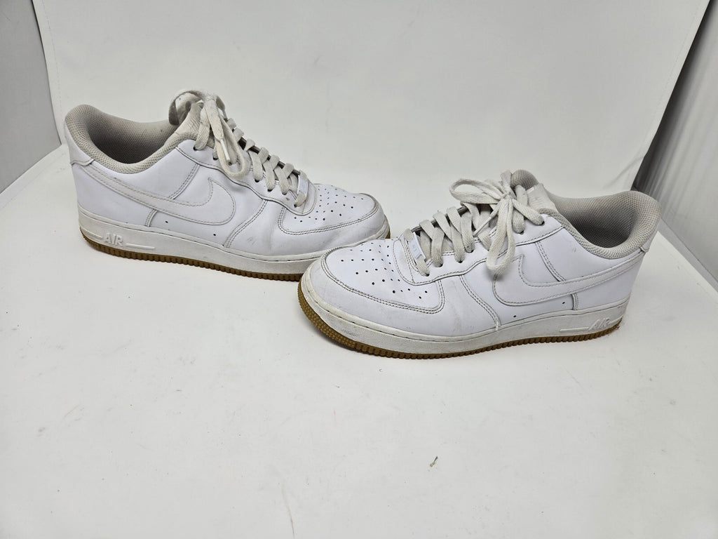 Nike Air Force 1 Low White Gum Bottoms Casual Skate Shoes - Worn