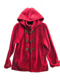 West Marine Anchor Peacoat 2 Red Fleece Toggle Hooded Jacket Size Large