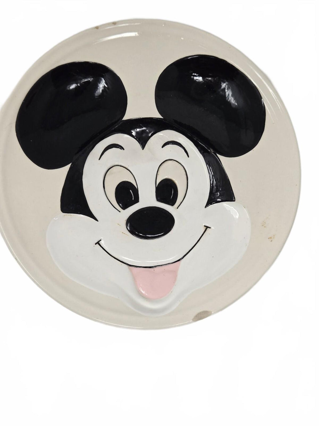 1970s Mickey Mouse 3D Raised-Relief Ceramic Wall Hanging Plate
