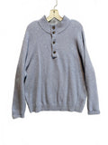JoS. A. Bank Men's Mock Neck Button Henley Sweater Lambswool Blend Blue Size L