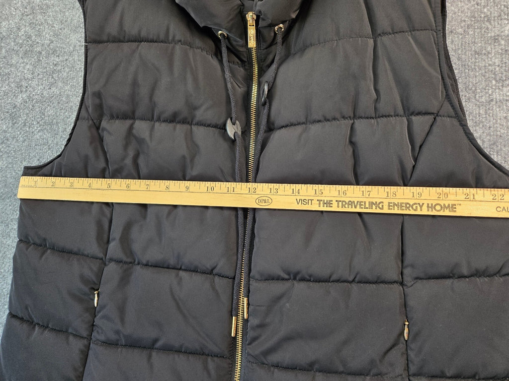Calvin Klein Women's Plus Size 1X Black Puffer Vest Gold Zip Quilted Gilet