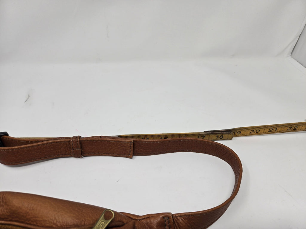 Vintage Pebbled Tan Genuine Leather Multi-Pocket Fanny Pack / Waist Bag