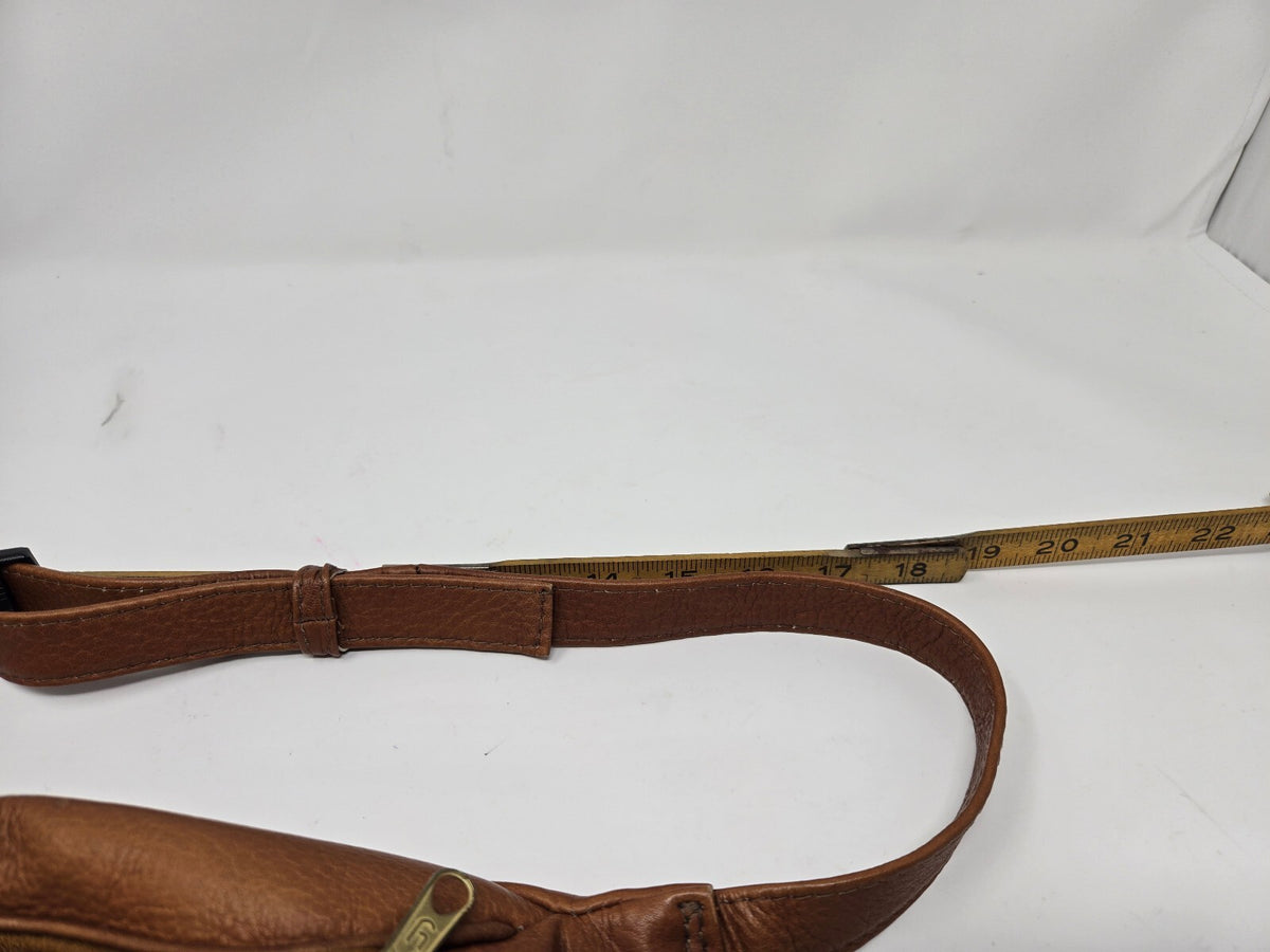 Vintage Pebbled Tan Genuine Leather Multi-Pocket Fanny Pack / Waist Bag
