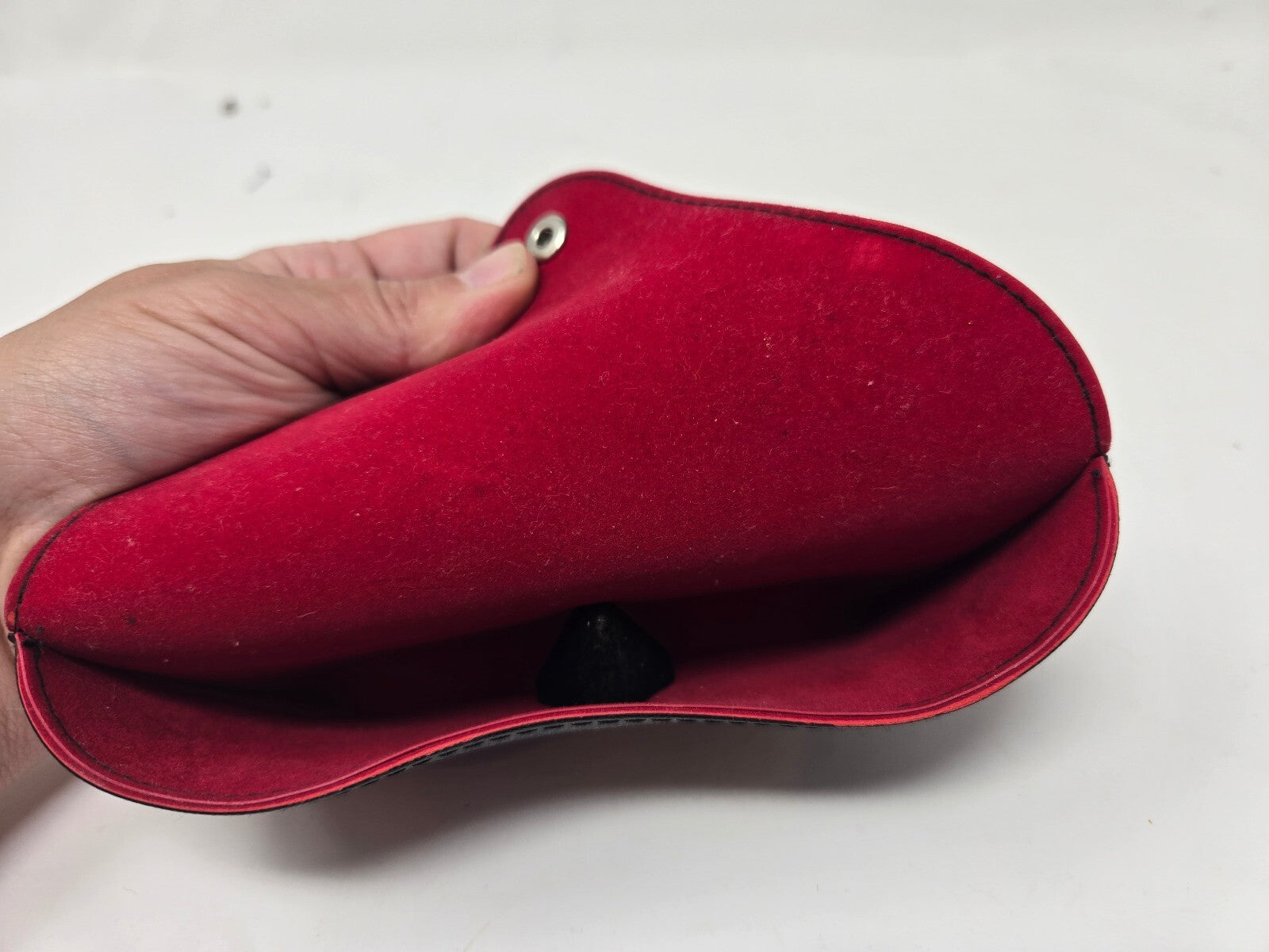 Ray-Ban Black Leather Sunglasses Case with Red Interior