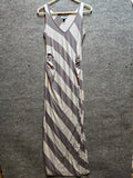 Old Navy Maternity Gray Striped Sleeveless Maxi Dress Ruched Side Knit Gown