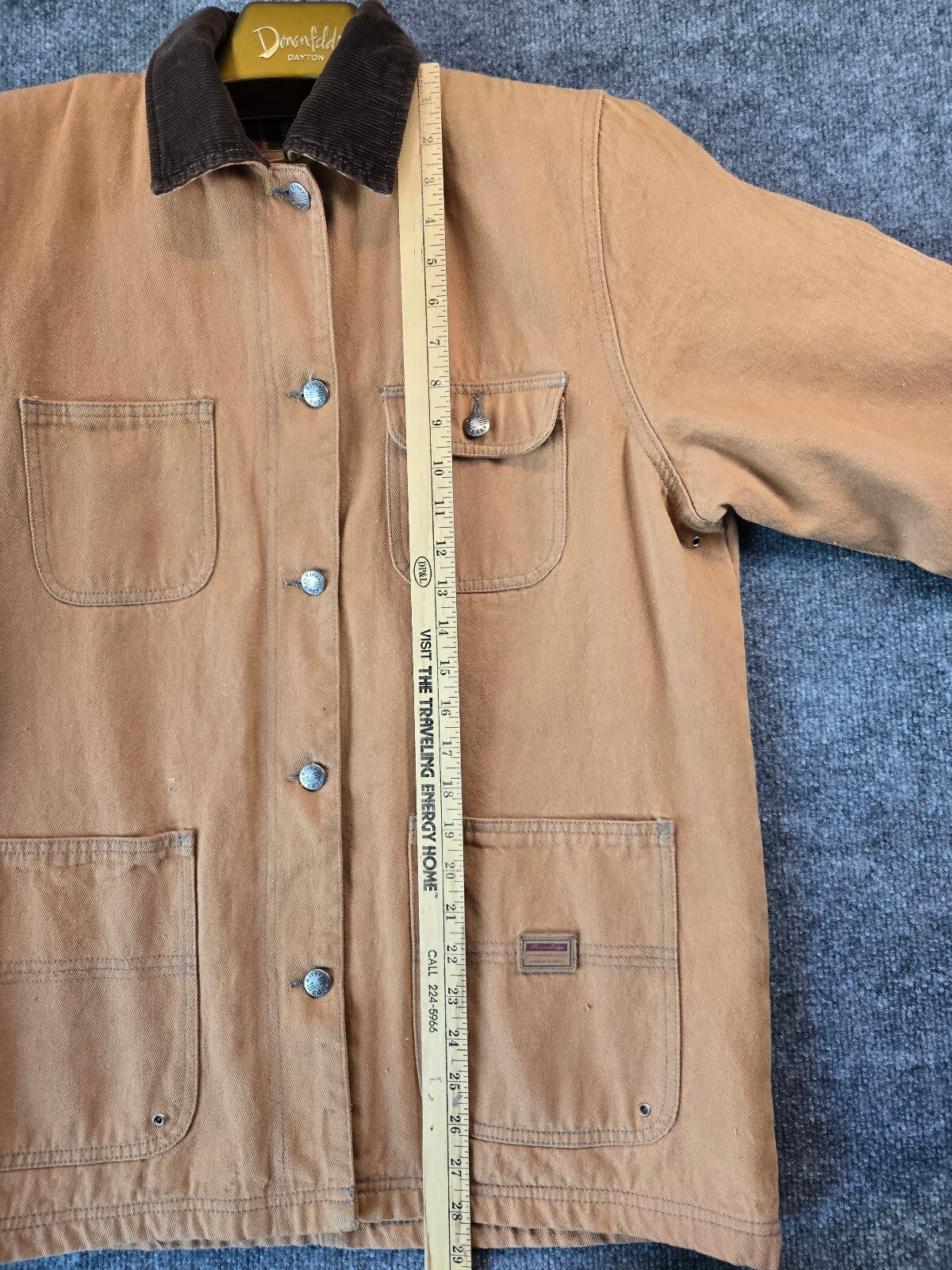 River Edge American Classics Canvas Barn Jacket Flannel Lined Corduroy Collar M