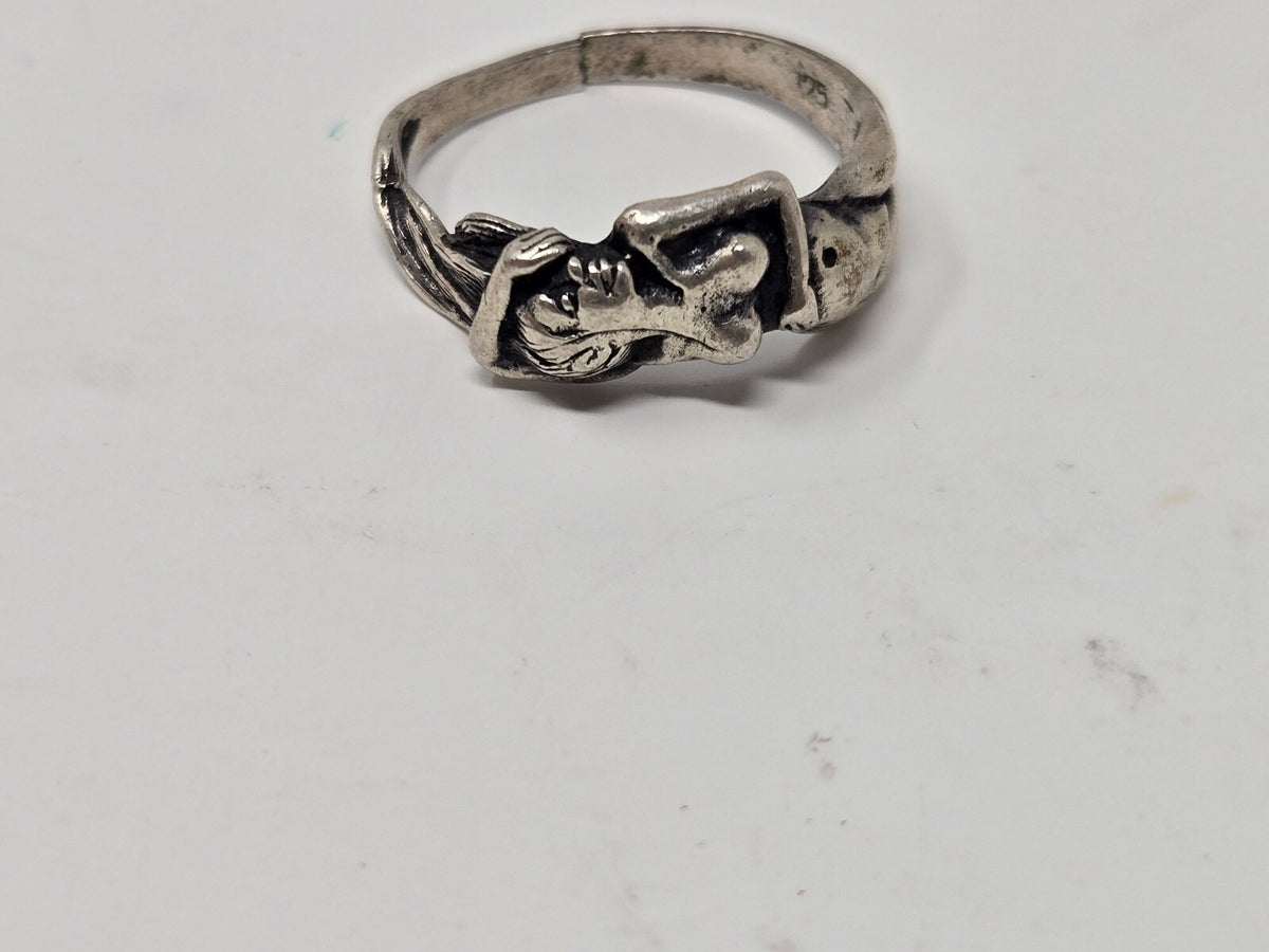 Vintage Stamped .925 Sterling Silver Kama Sutra Erotic Lovers Figural Wrap Ring